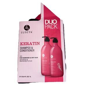 (2-Pk) LUSETA~ KERATIN SHAMPOO + CONDITIONER Strengthen Nourish Damaged Dry Hair